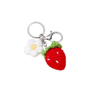Strawberry and Flower Keychain